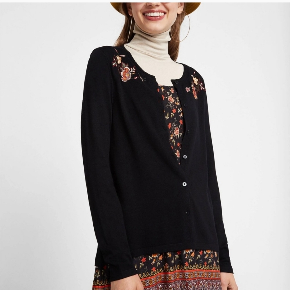 DESIGUAL | L Cardigan Tank Combination Top | Black Floral